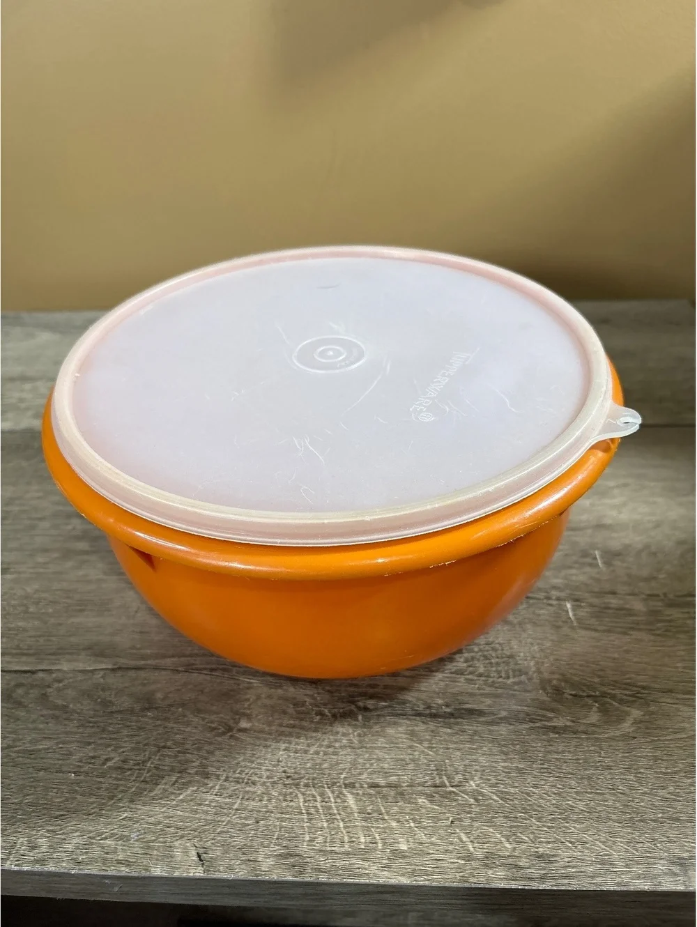 Vintage Orange Tupperware Mixing Bowl with Lid